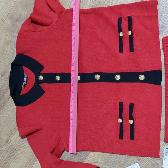 Vintage Mita Women's 2PC Knit Suit Jacket & Skirt red Black Size 14 - Picture 5 of 12